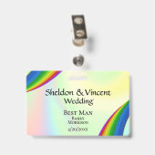 Badge Arc-en-ciel - ID de la fête de mariage double face (Arrière avec clip)