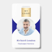 Badge Arche photo bleu marine QR code logo commercial (Front)