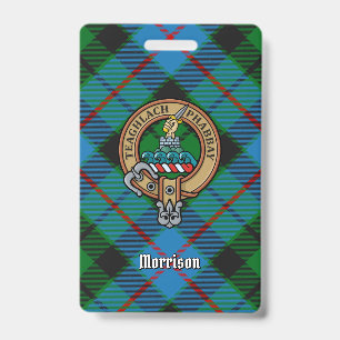 Badge Armoiries du clan Morrison sur tartan de chasse