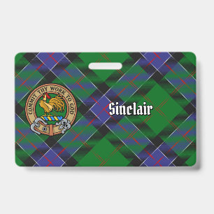 Badge Armoiries du Clan Sinclair sur tartan de chasse