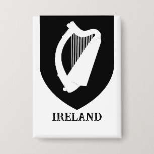 Badge Armoiries irlandaises Art minimaliste noir et blan