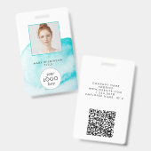 Badge Arrière - plan Aqua Blue Watercolor (Avant & arrière)