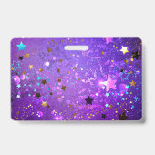 Badge Arrière - plan de feuille violet avec étoiles (Arrière)