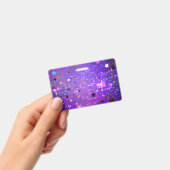 Badge Arrière - plan de feuille violet avec étoiles (Manuel / portable)