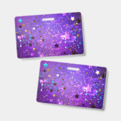 Badge Arrière - plan de feuille violet avec étoiles (Avant & arrière)