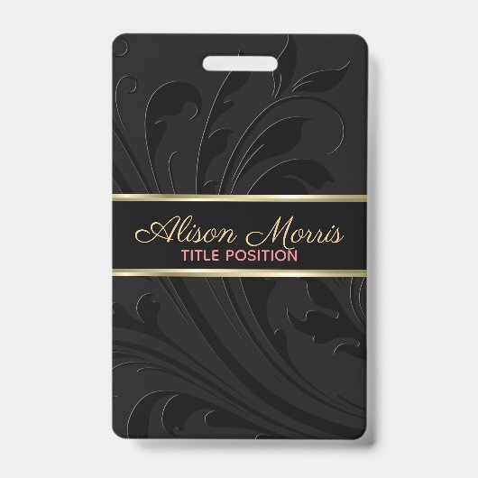 Badge Arrière - plan Noir Et Flèche Et Bande D'Or (Avant)