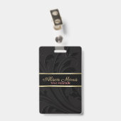 Badge Arrière - plan Noir Et Flèche Et Bande D'Or (Arrière avec clip)