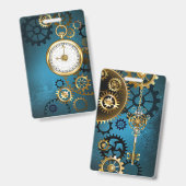 Badge Arrière - plan turquoise à vapeur avec Gears (Avant & arrière)