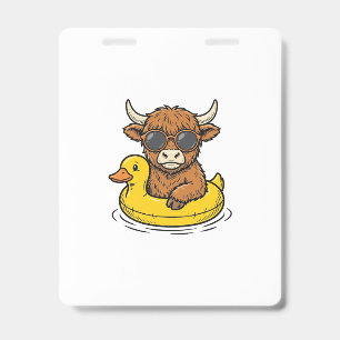 Badge Art de gravure vintage de canard de vache des High