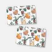 Badge Art de trait dessin chats et fleurs (Avant & arrière)