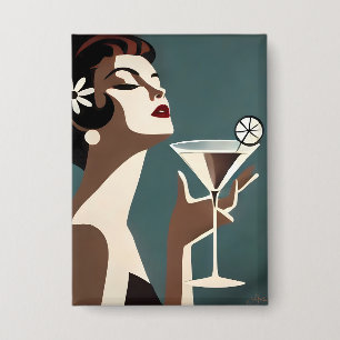 Badge Art Moderne du Milieu du Siècle La DIva Martini