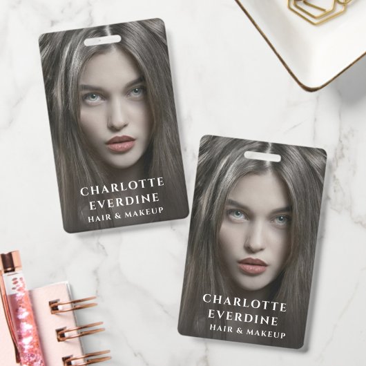 Badge Artiste Maquillage Coiffure Photo Moderne (Bureau)