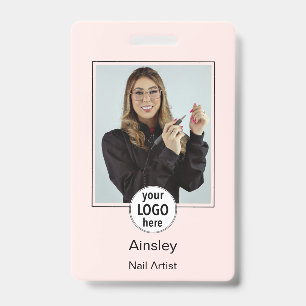 Badge Artiste Ongulaire Photo Logo Nom Rose