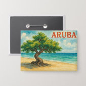Badge Aruba Divi Tree Eagle Beach aquarelle (Recto/Verso)