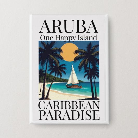 Badge Aruba, une île heureuse (Recto)