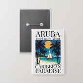 Badge Aruba, une île heureuse (Recto/Verso)