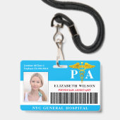 Badge ASSISTANT PHYSICIEN| ID photo de l'employé de l'hô (Avant avec lanière)