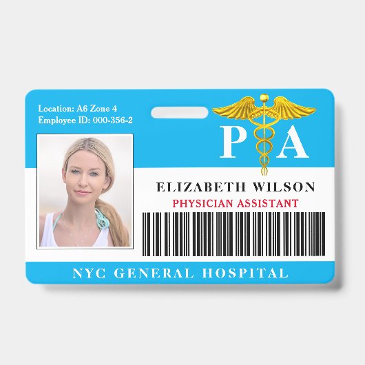 Badge ASSISTANT PHYSICIEN| ID photo de l'employé de l'hô (Avant)
