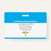 Badge ASSISTANT PHYSICIEN| ID photo de l'employé de l'hô (Dos)