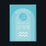 Badge Astrologie du Zodiaque Aquarius Signet photo Date<br><div class="desc">Personnalisez ce bouton avec une date de naissance et un nom. Un design personnalisé avec le signe zodiaque - Aquarius - plus traits de personnalité et constellation. Personnalisez cette bougie d'anniversaire avec un nom et une date de naissance. Un design d'anniversaire personnalisé avec le signe zodiaque - Aquarius - plus...</div>
