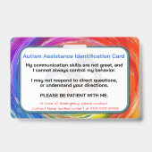 Badge Autism Assistance Identification Card (Arrière)
