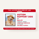 Badge Autism Support Service Personnalisé Chien de servi (Devant)
