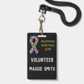 Badge Autisme entièrement personnalisable (Avant avec lanière)