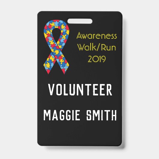 Badge Autisme entièrement personnalisable (Avant)