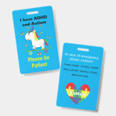 Badge Autisme et TDAH Lanyard Neurodivergent ID (Front & Back)