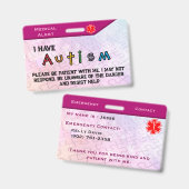Badge Autisme rose (Avant & arrière)