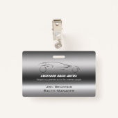 Badge Auto Car sur acier brossé - Sportscar modèle (Dos avec clip)