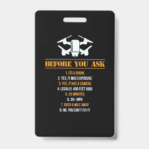 Badge Avant de demander au pilote de drone