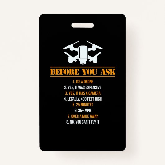 Badge Avant de demander un pilote de drone (Devant)