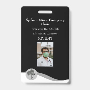 Badge avec cordon médical photo noir