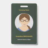 Badge avec photo couleurs or et vert forêt (Avant)