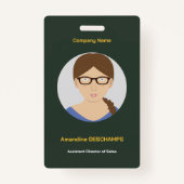 Badge avec photo couleurs or et vert forêt (Devant)