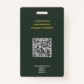 Badge avec photo couleurs or et vert forêt (Dos)