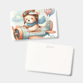 Badge Avion Boy Bear 1ère fête d'anniversaire (Avant & arrière)