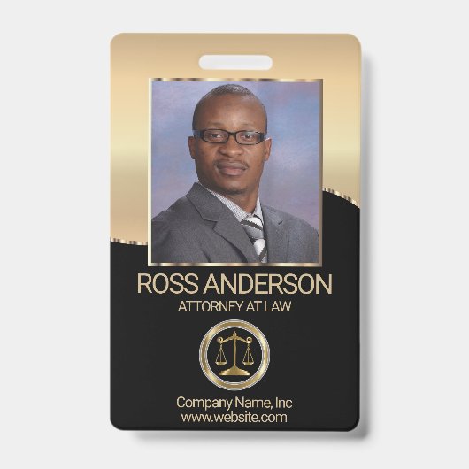 Badge Avocat en noir et or (Avant)