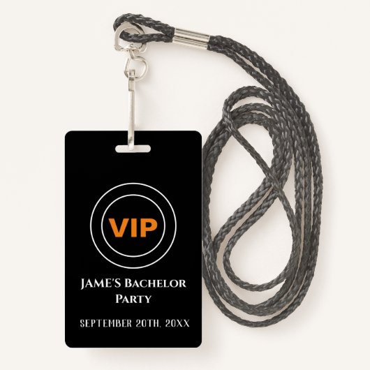 Badge Bachelor Carte d'accès Bachelorette VIP (Devant avec lanière)