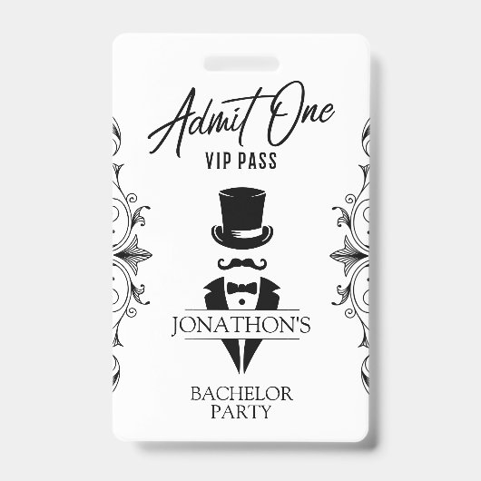 Badge Bachelor Party Vintage Tuxedo VIP (Avant)