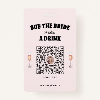 Badge Bachelorette Acheter La Mariée Un Verre QR-Code