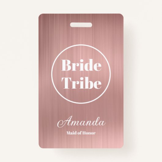 Badge Bachelorette de la tribu Gold Bribe Rose moderne (Devant)