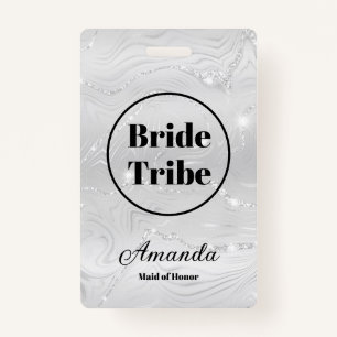 Badge Bachelorette moderne de la tribu des Brides blanch