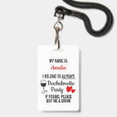 Badge Bachelorette Party Lanyard Funny 'Acheter un verre (Face avec cordon)