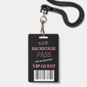 Badge Backstage Festival Black Pink Access Pass VIP (Avant avec lanière)
