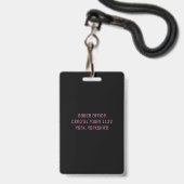 Badge Backstage Festival Black Pink Access Pass VIP (Arrière avec lanière)