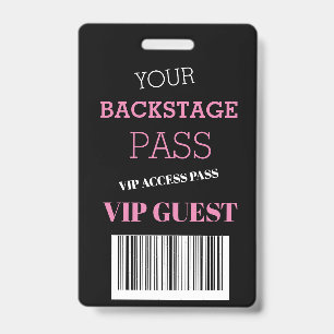 Badge Backstage Festival Black Pink Access Pass VIP