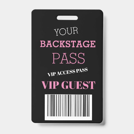 Badge Backstage Festival Black Pink Access Pass VIP (Avant)