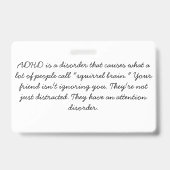 Badge Balise ADHD "Cerveau d'écureuil" (Dos)